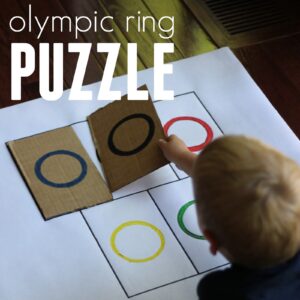 Easy Cardboard Olympic Ring Puzzle for Toddlers