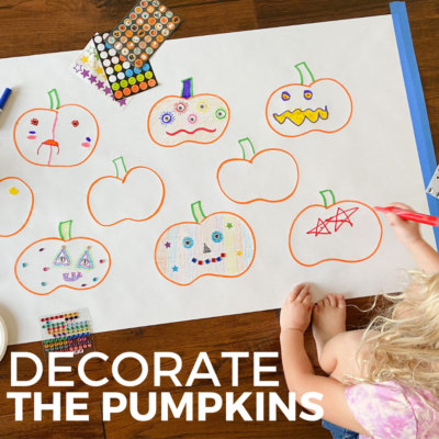 pumpkin decorating with stickers for kids