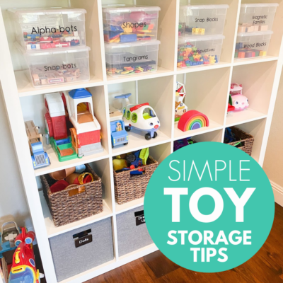 toy storage in an IKEA kallax organizer